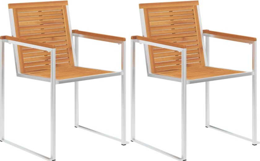 Hagestoler 2 stk heltre akasie og rustfritt stål