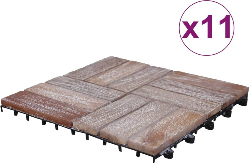 Terrassebord 11 stk 30x30 cm gjenvunnet heltre