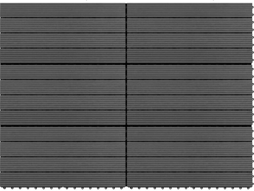 Terrassebord 6 stk WPC 60x30 cm 1,08 m² svart