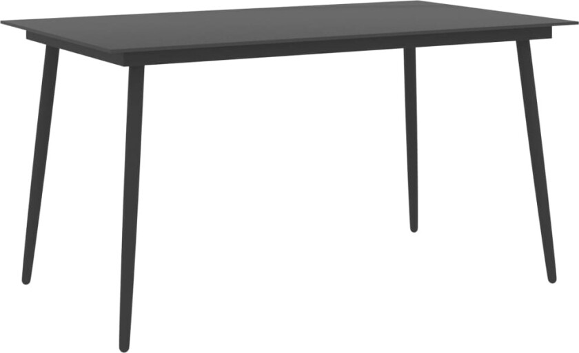 Hagebord svart 150x90x74 cm stål og glass