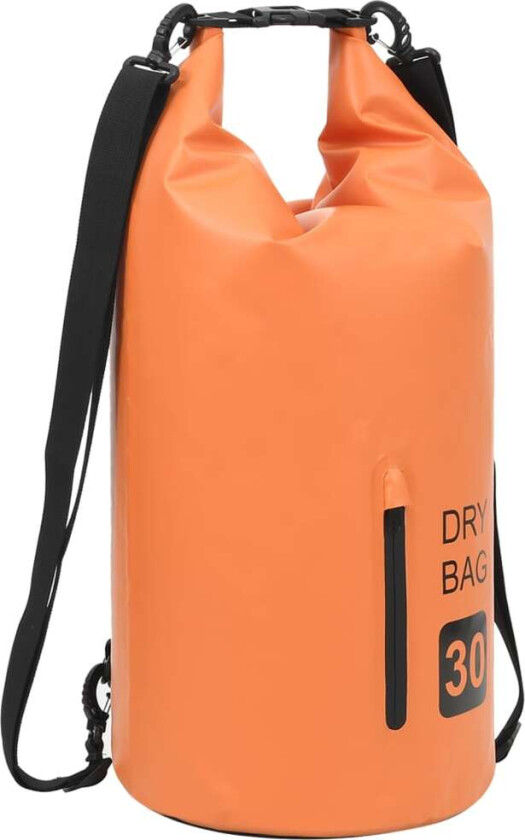 Tørrsekk med glidelås oransje 30 L PVC