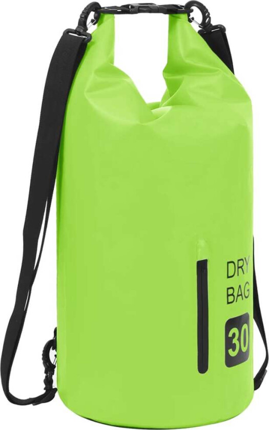 Tørrsekk med glidelås grønn 30 L PVC