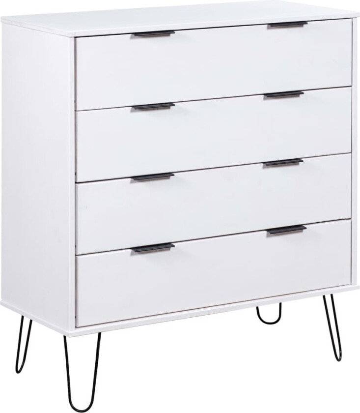 Kommode hvit 76,5x39,5x90,3 cm heltre furu