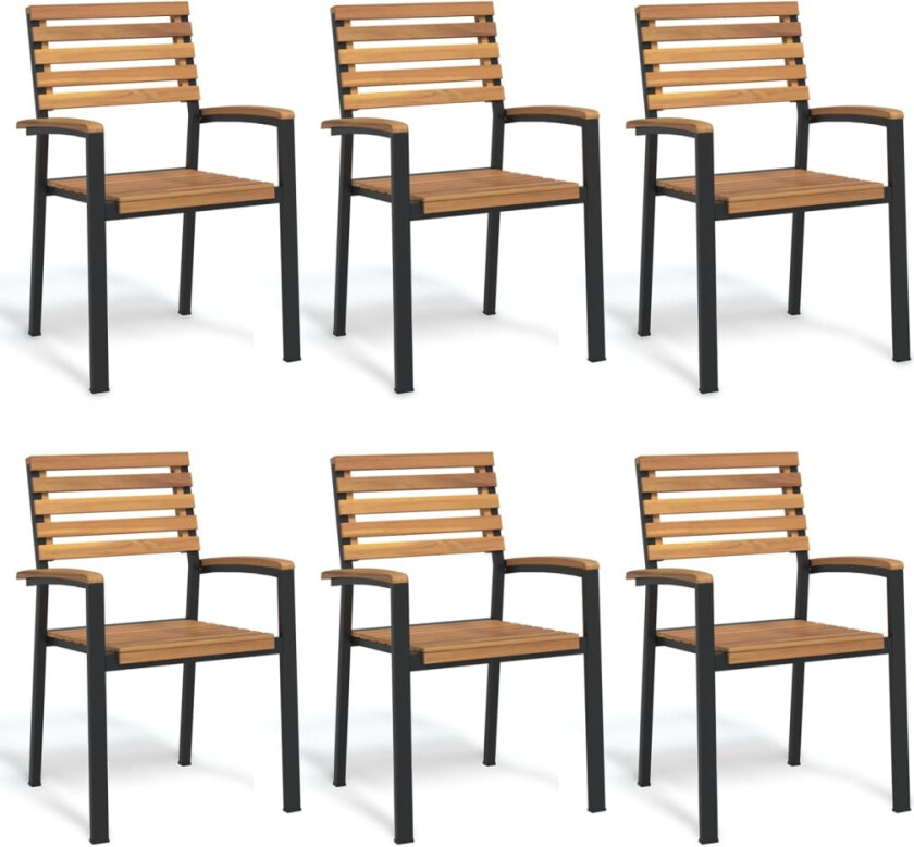 Stablebare hagestoler 6 stk heltre akasie og metall