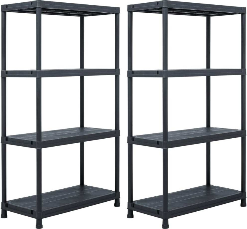 Oppbevaringshylle 2 stk svart 60x30x138 cm plast