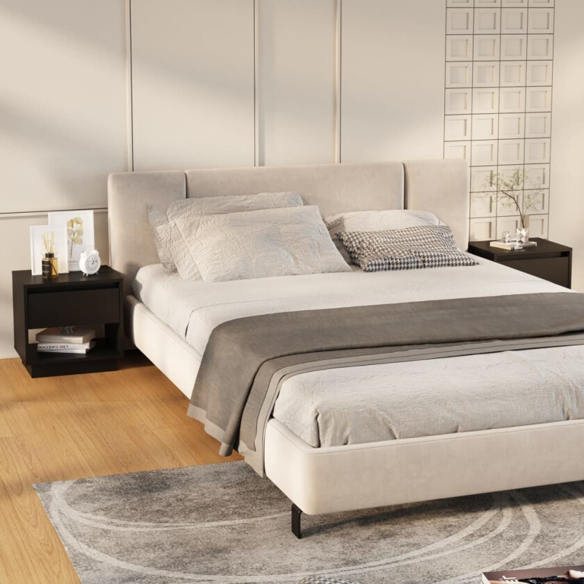 Nattbord 2 stk svart 45x34x44 cm konstruert tre