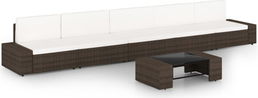 Hagesofagruppe med puter 6 deler polyrotting brun