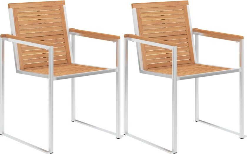 Hagestoler 2 stk heltre teak og rustfritt stål