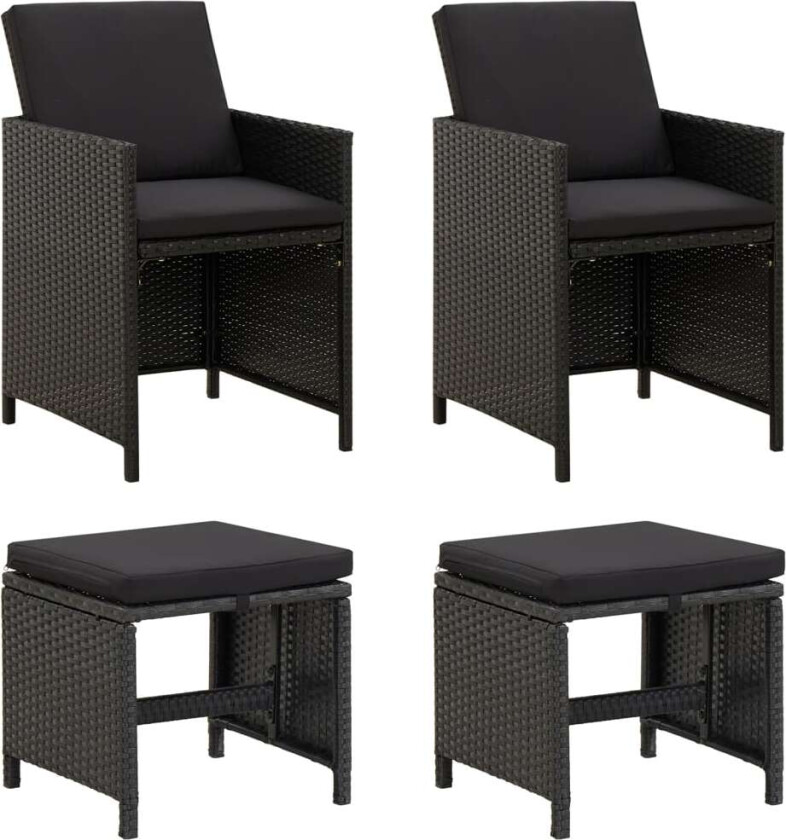 Hagestol- og krakksett 4 deler polyrotting blå