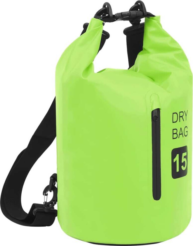 Tørrsekk med glidelås grønn 15 L PVC