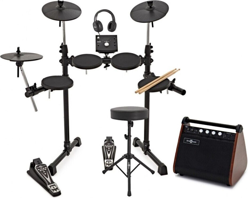 Gear4Music Digital Drums 400 Kompakt Elektronisk Trommesett + Forsterkerpakke