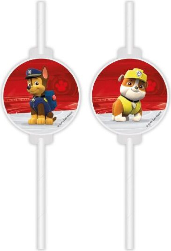 Sugerør med dekor -Paw Patrol- pk/4
