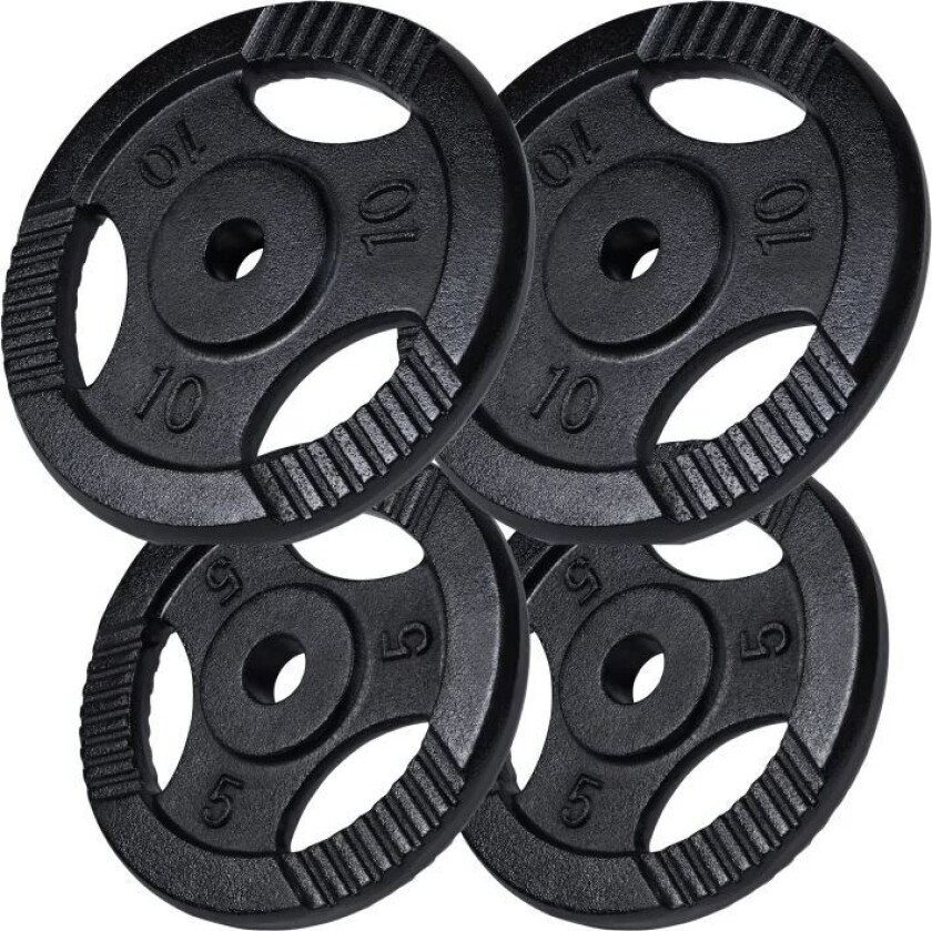 Vektskiver TRIGRIP Sort - 2x10kg 2x5kg