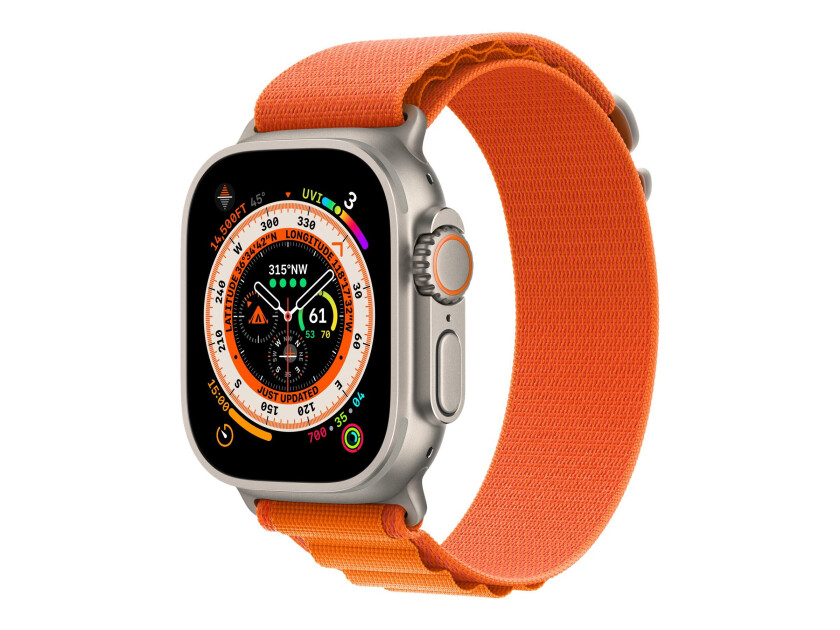 Watch Ultra GPS + Cellular 49mm Titanium Case with Orange Alpine Loop - Large