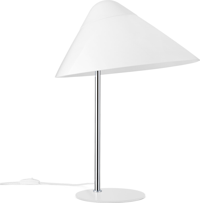 Opala Table Lamp Midi White Chrome E27-C - Bordlamper - Hans J. Wegner - Hvit