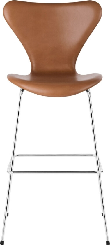 Bilde av 3187 Sjuan - Helklädd, Läder, Natural - Barstoler - designer_arne_jacobsen - Beige - Lær/Metall/Tre