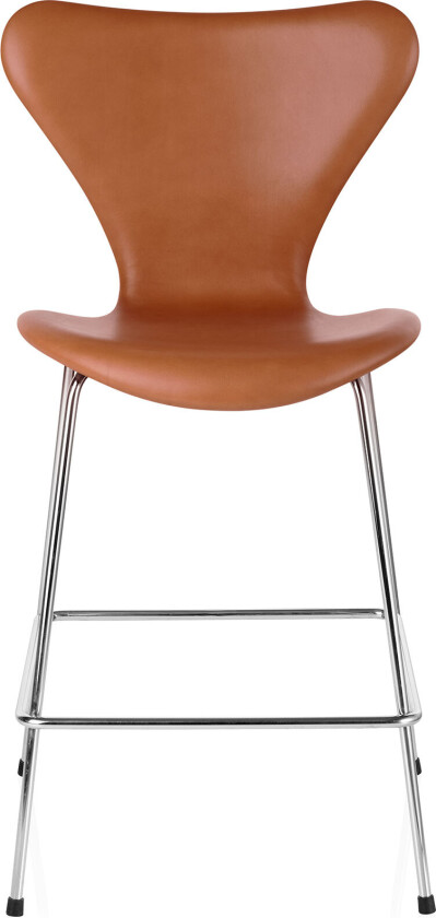 Bilde av 3187 Sjuan Helklädd Läder - Soft Cognac - Barstoler - designer_arne_jacobsen - Brun - Lær/Metall/Tre