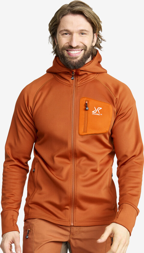 Herre > Overdeler > Hettegensere, Evolution Stretch Fleece Hoodie Herre Terracotta Brown, Størrelse:M
