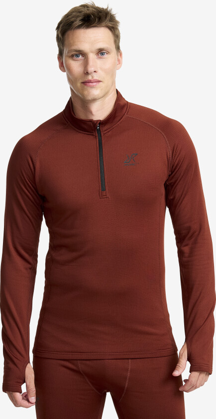Waffle Half-zip Baselayer Top Herre Fired Brick, Størrelse:3XL - Herre > Superundertøj