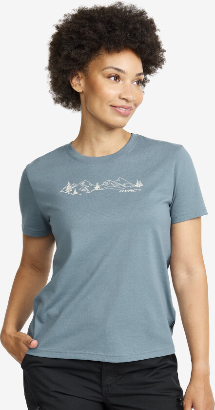Dame > Overdeler > T-skjorter, Easy Graphic Forest Lines T-shirt Dame Blue Mirage, Størrelse:M