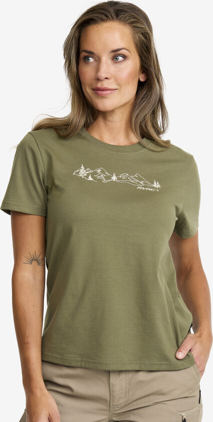Dame > Overdeler > T-skjorter, Easy Graphic Forest Lines T-shirt Dame Kalamata, Størrelse:4XL