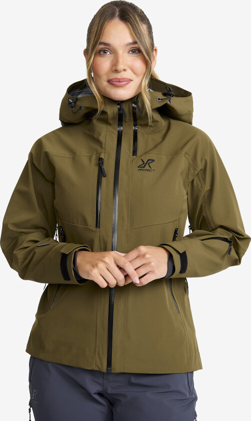 Skalljakke, Turjakke & Vindjakke, Cyclone 3L Shell Jacket Dame Dark Olive, Størrelse:L