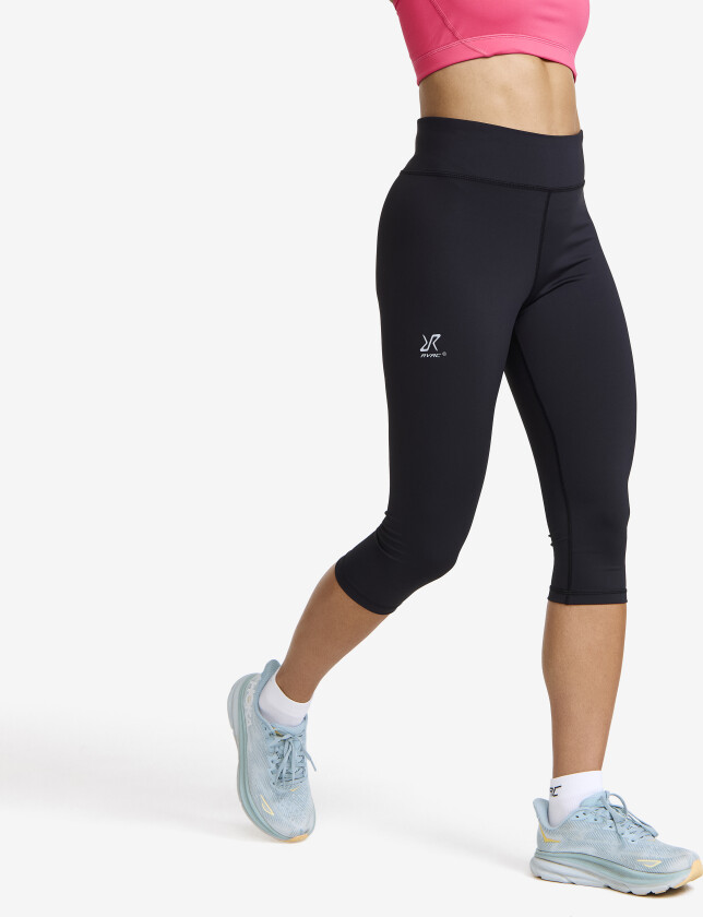 Outdoor Tights, Flow High-waisted Capri Leggings Dame Black, Størrelse:4XL