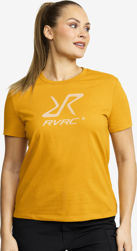 Dame > Overdeler > T-skjorter, Easy Graphic Logo T-shirt Dame Golden Yellow, Størrelse:2XL