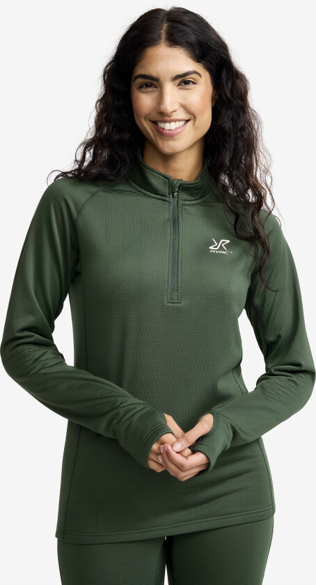 Dame > Superundertøj, Waffle Half-zip Baselayer Top Dame Garden Topiary, Størrelse:XL