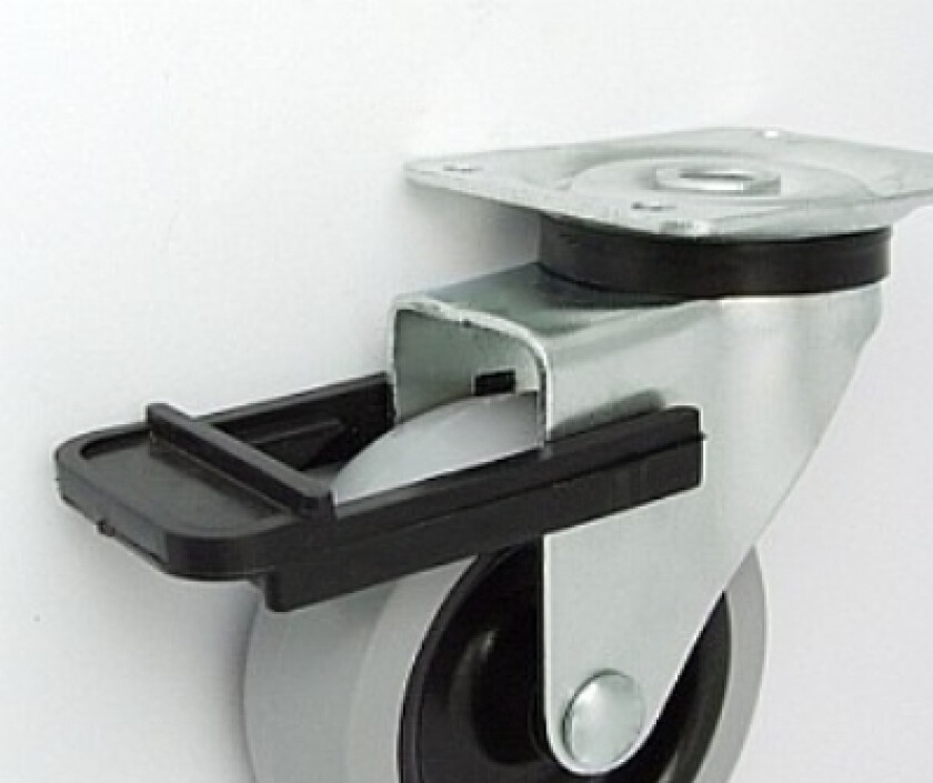 Møbelhjul I Plastgummi 72Mm I Et Svingbart Hus Med Brems - M72th