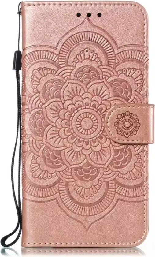 Samsung Galaxy A20e Skinndeksel med Lommebok Mandala Mønster Rose Gull