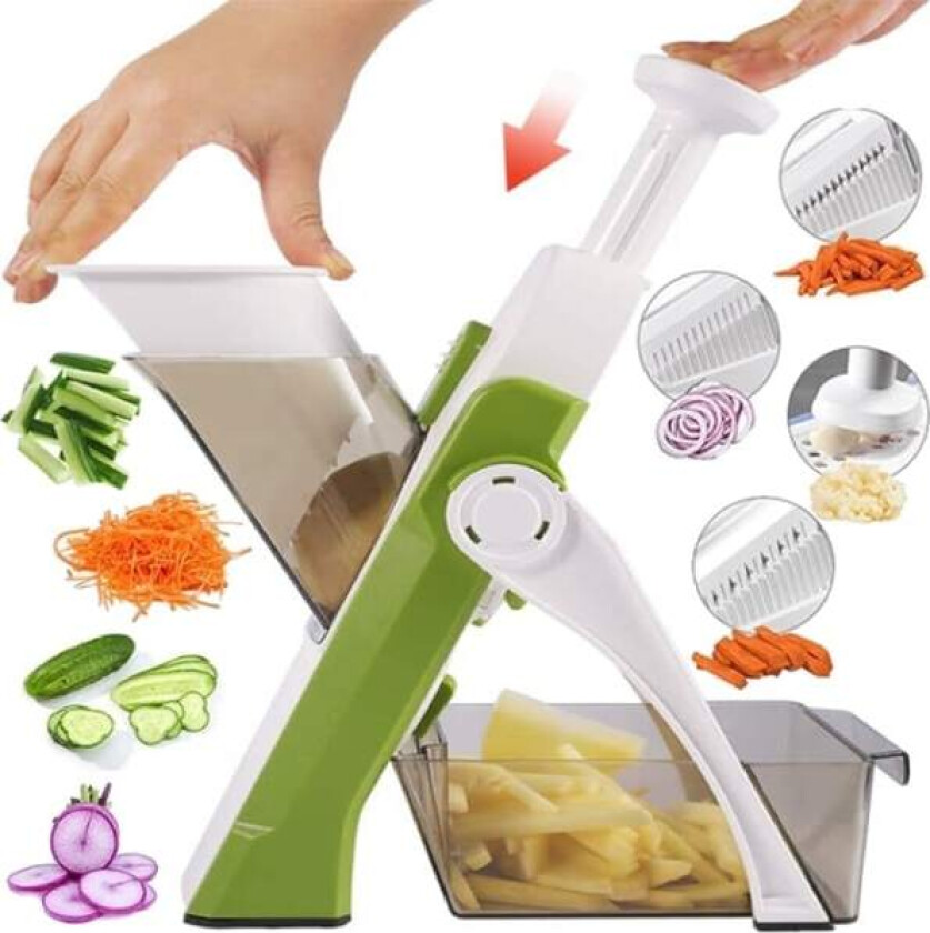 Multifunksjonell grønnsakskutter Sikker mandolin kjøkkenutstyr Green