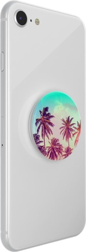 Popsockets - Fingergrep/Stativ For Mobiltelefon - Palm Trees - Hvit (Trekkspill), Hvit (Plattform)