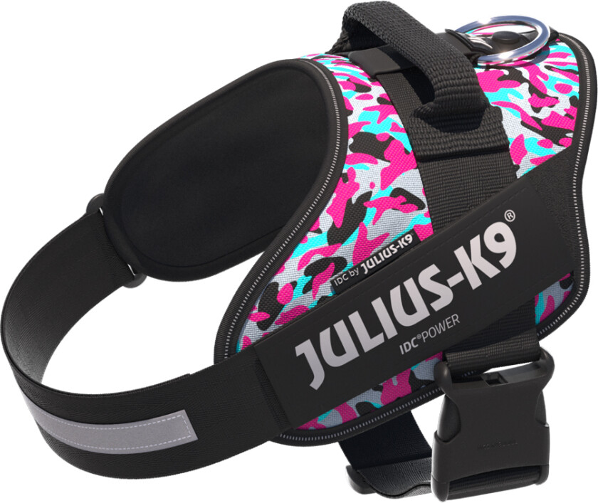 JULIUS-K9 IDC® Powersele, rosa og grå - Størrelse L: Brystomkrets 63 - 85 cm