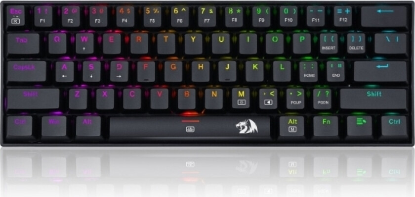 Redragon K630rgb Red, 60%, Usb, Mekanisk Nøkkelbryter, Qwerty, Rgb Led, Sort