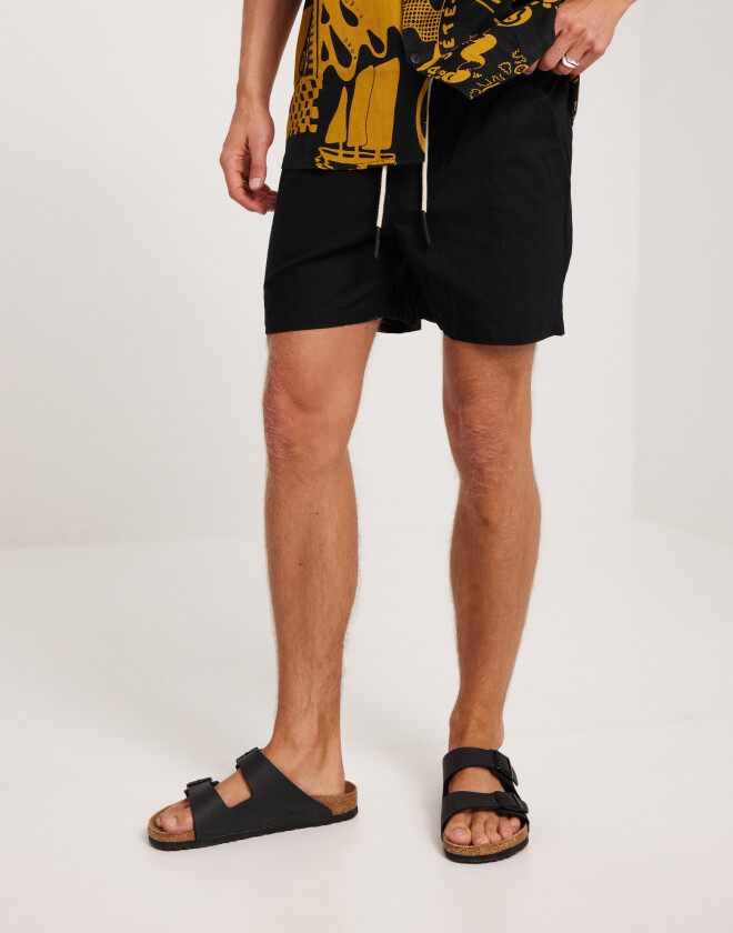 Linen Shorts Linshorts Svart
