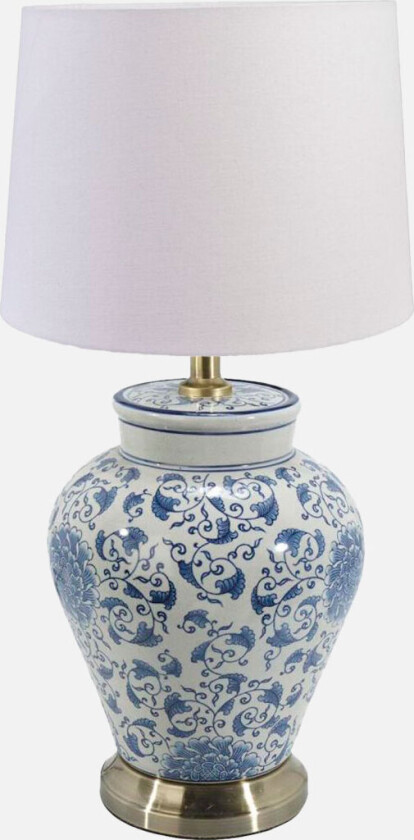 Fang Hong bordlampe H38 - hvit/blå blomster