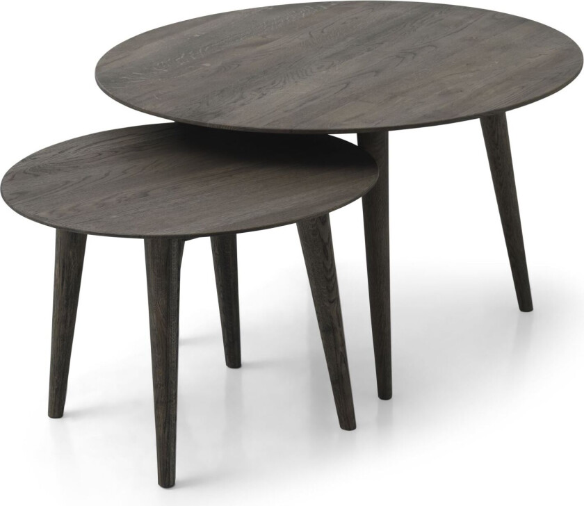 Java salongbord, rundt - røkt eik (Ø60/Ø85) (sett med 2)
