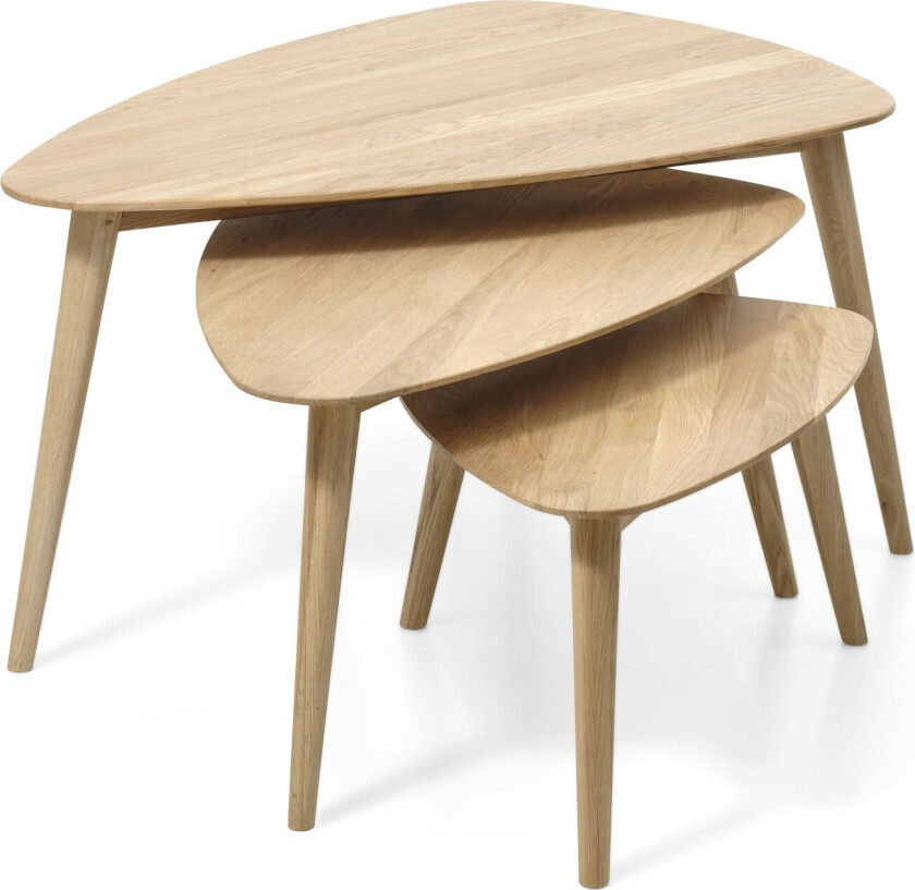 Bali salongbord SML, trekantet - naturlig eik (sett med 3)