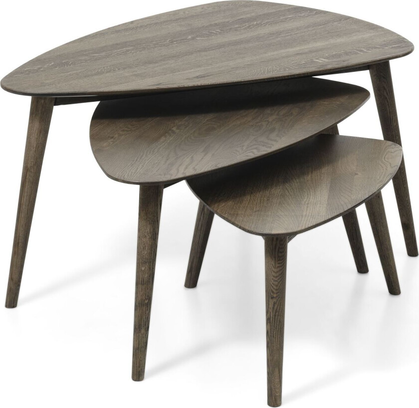 Bali salongbord SML, trekantet - røkt eik (sett med 3)