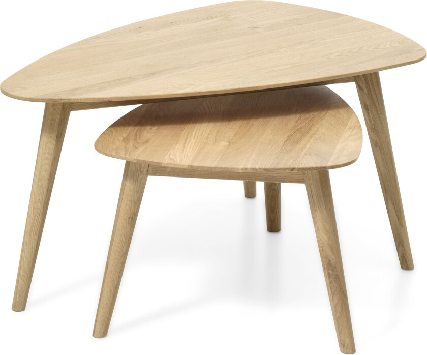 Bali salongbord SM, trekantet - naturlig eik (sett med 2)