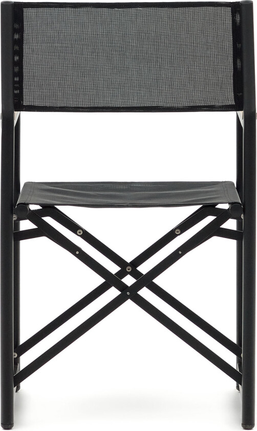 LAFORMA Llado hagestol, sammenleggbar - naturlig teak og sort stoff/aluminium