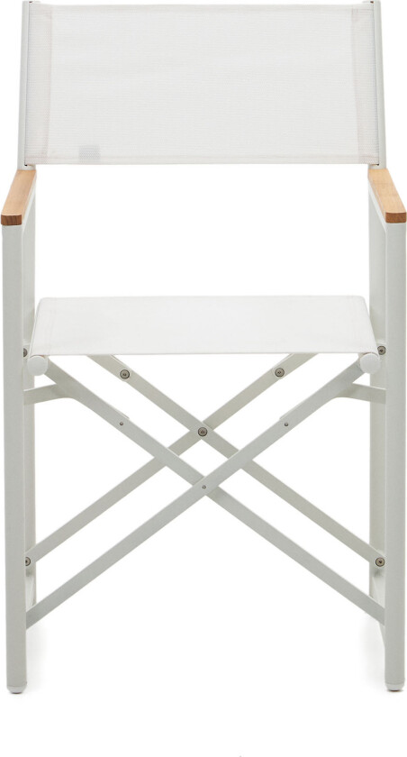 LAFORMA Llado hagestol, sammenleggbar - naturlig teak og hvitt stoff/aluminium