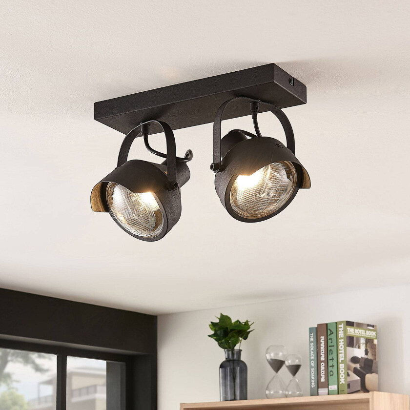Lyskaster-spot Henega i svart, 2 lyskilder