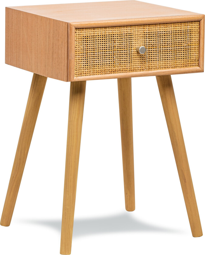 NORDLYS Narita nattbord, m. 1 skuff - brun rotting og bøk (40x36)