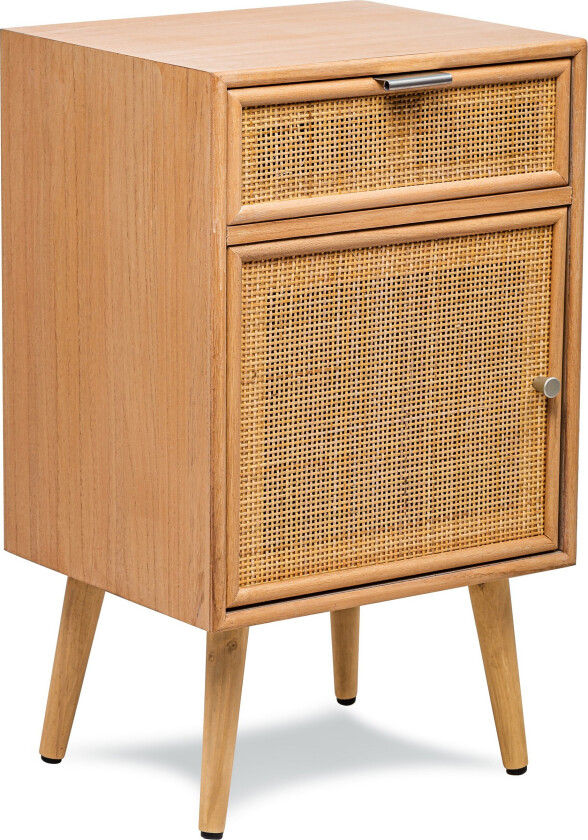 NORDLYS Nara nattbord, m. 1 dør og 1 skuff - brun rotting og bøk (42x36)