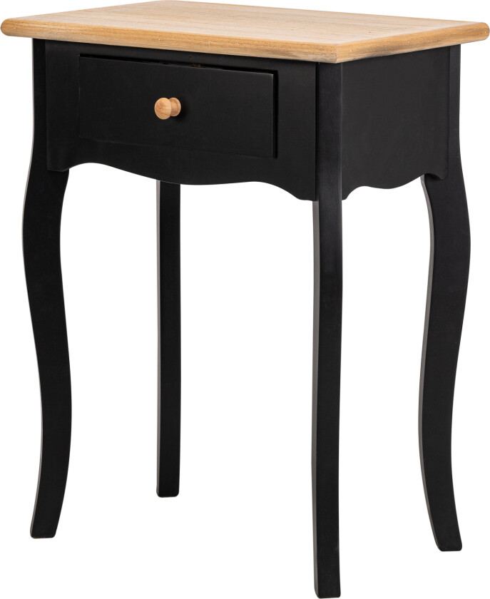 NORDLYS Montaigne nattbord, m. 1 skuff - natur og svart bøk (47x30)