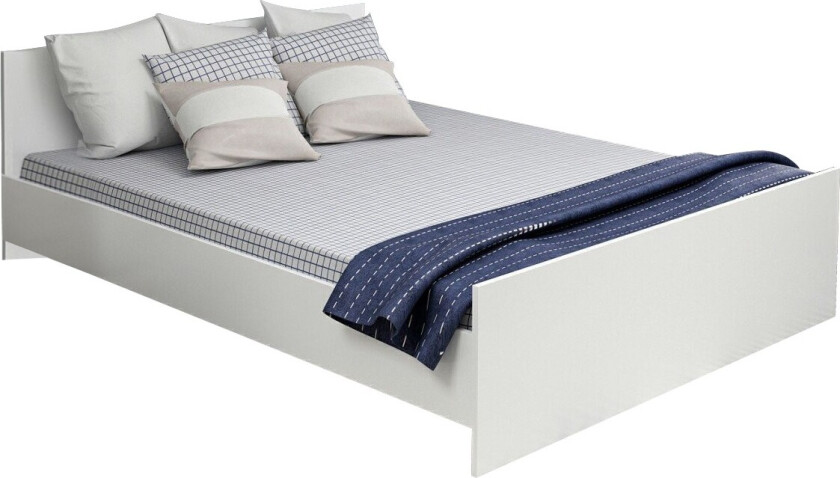 FUNZI LIVING Sengeramme, med sengegavl - hvit melamin (160x200)