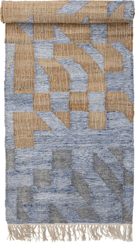 BLOOMINGVILLE Vikka Teppe, Blå, Jute W: 75cm, L: 245cm