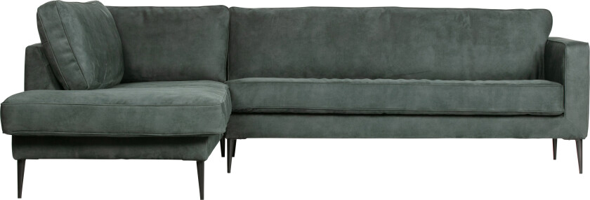 VTWONEN Crew hjørnesofa, venstre - bensinpolyester med semsket skinn-look og sort metall